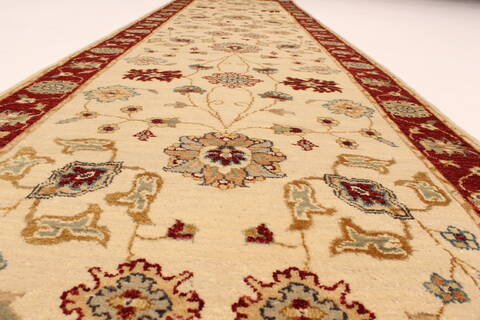 Ziegler Beige Runner Hand Knotted 27 X 103  Area Rug 250-23064 Image 2