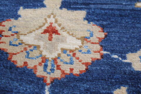 Pishavar Blue Runner Hand Knotted 29 X 910  Area Rug 250-23085 Image 4