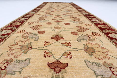 Pishavar Beige Runner Hand Knotted 28 X 97  Area Rug 250-23101 Image 12