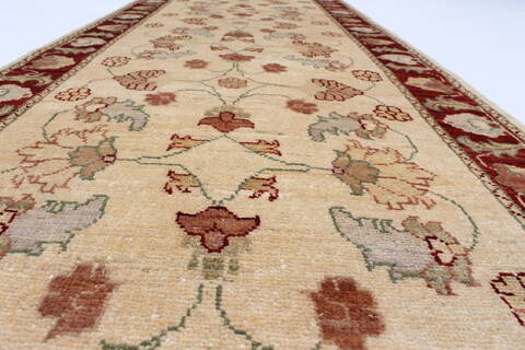Pishavar Beige Runner Hand Knotted 28 X 97  Area Rug 250-23101 Image 1