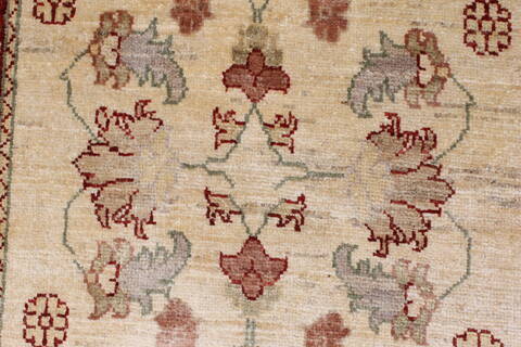 Pishavar Beige Runner Hand Knotted 28 X 97  Area Rug 250-23101 Image 3