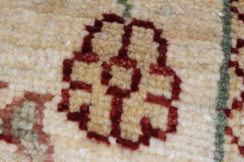 Pishavar Beige Runner Hand Knotted 28 X 97  Area Rug 250-23101 Image 7