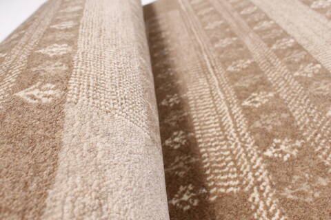 Modern Beige Runner Hand Knotted 27 X 101  Area Rug 250-23105 Image 11