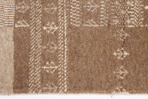 Modern Beige Runner Hand Knotted 27 X 101  Area Rug 250-23105 Image 3