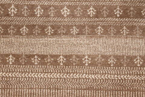Modern Beige Runner Hand Knotted 27 X 101  Area Rug 250-23105 Image 4