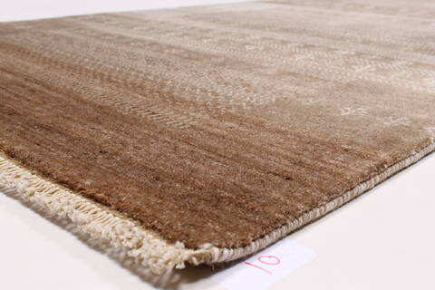Modern Beige Runner Hand Knotted 27 X 101  Area Rug 250-23105 Image 7