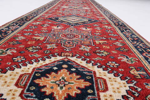 Karajeh Red Runner Hand Knotted 26 X 100  Area Rug 250-23119 Image 1