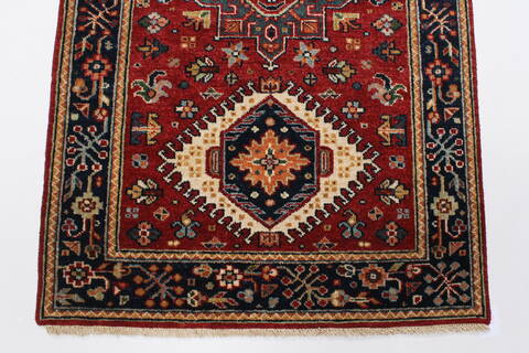 Karajeh Red Runner Hand Knotted 26 X 100  Area Rug 250-23119 Image 4