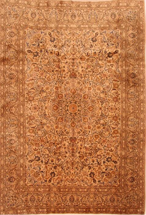 Kashan Yellow Hand Knotted 69 X 99  Area Rug 100-23137 Image 0