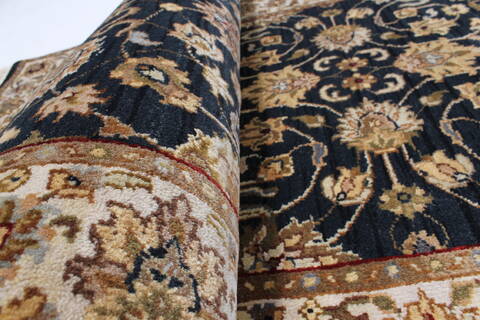 Kashmir Black Runner Hand Knotted 27 X 99  Area Rug 250-23138 Image 10