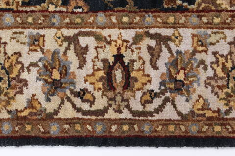 Kashmir Black Runner Hand Knotted 27 X 99  Area Rug 250-23138 Image 2