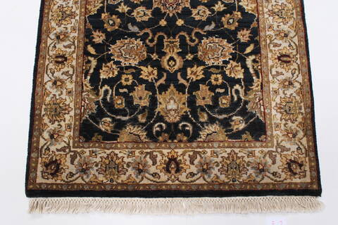 Kashmir Black Runner Hand Knotted 27 X 99  Area Rug 250-23138 Image 4