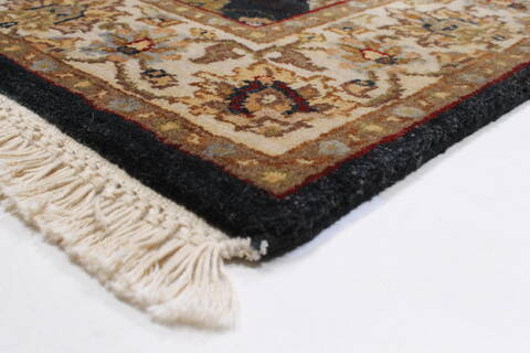 Kashmir Black Runner Hand Knotted 27 X 99  Area Rug 250-23138 Image 5
