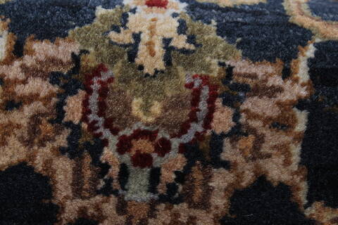 Kashmir Black Runner Hand Knotted 27 X 99  Area Rug 250-23138 Image 6