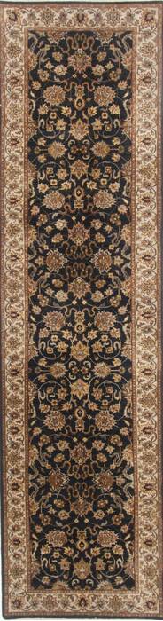 Kashmir Black Runner Hand Knotted 27 X 99  Area Rug 250-23138 Image 0