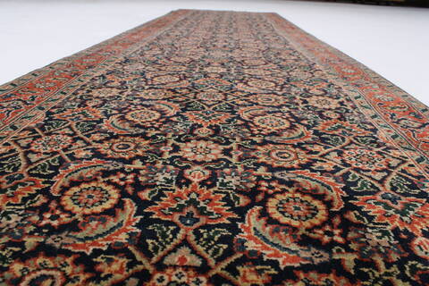 Herati Black Runner Hand Knotted 26 X 910  Area Rug 250-23148 Image 2