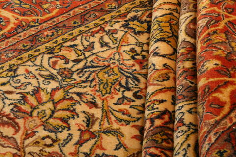 Sarouk Cream Hand Knotted 610 X 105  Area Rug 100-23206 Image 3