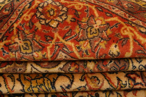 Sarouk Cream Hand Knotted 610 X 105  Area Rug 100-23206 Image 4