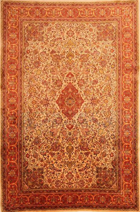 Sarouk Cream Hand Knotted 610 X 105  Area Rug 100-23206 Image 0