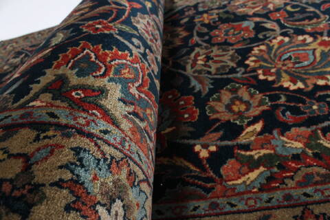 Isfahan Blue Runner Hand Knotted 28 X 911  Area Rug 250-23220 Image 10
