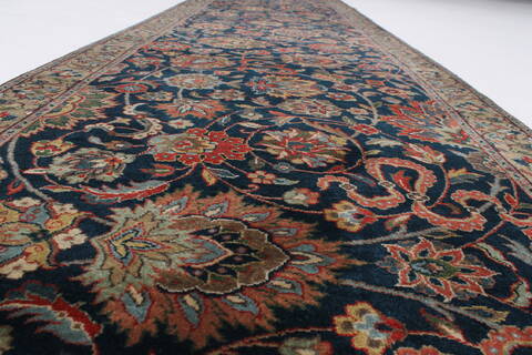 Isfahan Blue Runner Hand Knotted 28 X 911  Area Rug 250-23220 Image 1