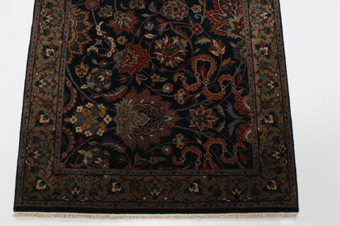 Isfahan Blue Runner Hand Knotted 28 X 911  Area Rug 250-23220 Image 4