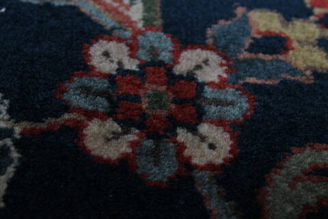 Isfahan Blue Runner Hand Knotted 28 X 911  Area Rug 250-23220 Image 7