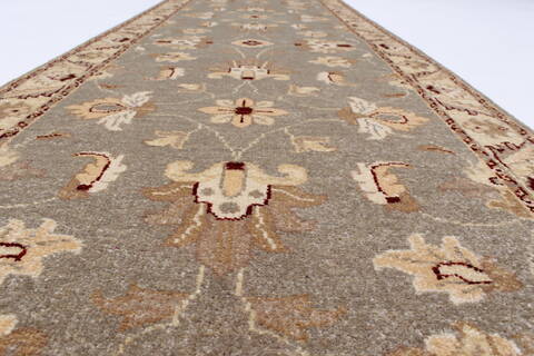 Pishavar Grey Runner Hand Knotted 29 X 99  Area Rug 250-23225 Image 11