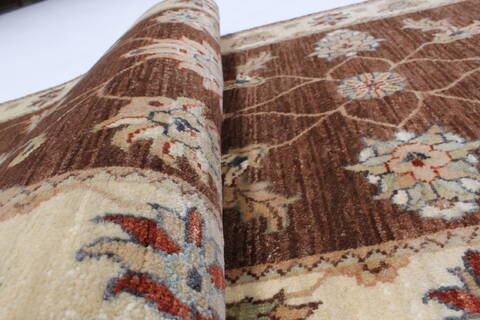 Chobi Brown Runner Hand Knotted 25 X 83  Area Rug 250-23228 Image 11
