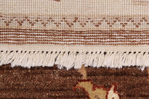 Chobi Brown Runner Hand Knotted 25 X 83  Area Rug 250-23228 Image 2