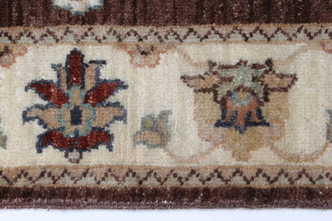 Chobi Brown Runner Hand Knotted 25 X 83  Area Rug 250-23228 Image 4