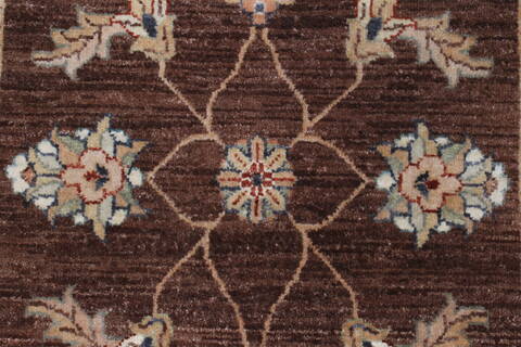 Chobi Brown Runner Hand Knotted 25 X 83  Area Rug 250-23228 Image 5