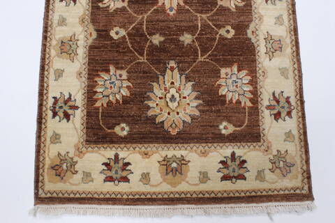 Chobi Brown Runner Hand Knotted 25 X 83  Area Rug 250-23228 Image 6