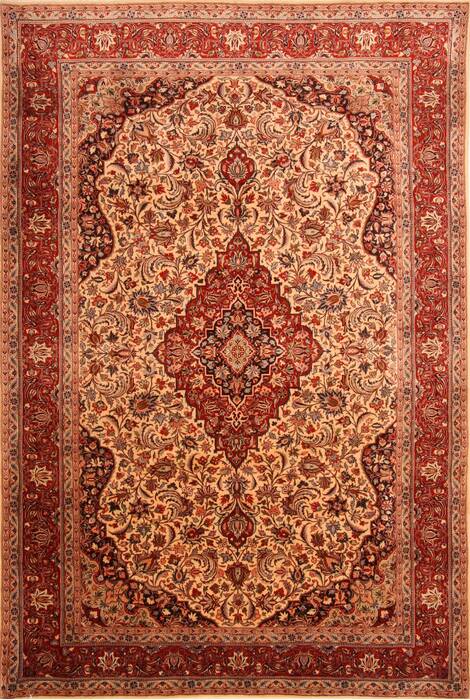 Sarouk Beige Hand Knotted 69 X 910  Area Rug 100-23236 Image 0