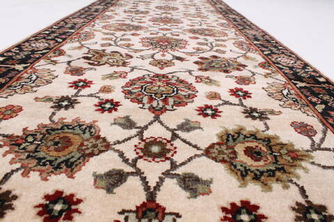 Kashmar Beige Runner Hand Knotted 26 X 80  Area Rug 250-23327 Image 1