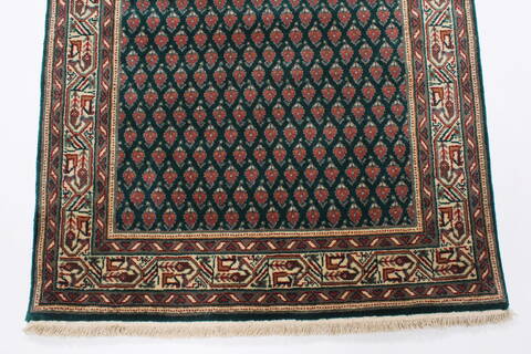 Bidjar Green Runner Hand Knotted 27 X 79  Area Rug 250-23383 Image 4