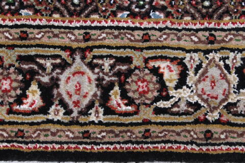 Kashmir Black Runner Hand Knotted 29 X 80  Area Rug 250-23389 Image 3