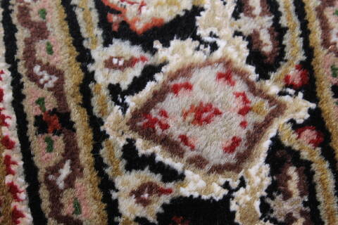 Kashmir Black Runner Hand Knotted 29 X 80  Area Rug 250-23389 Image 9
