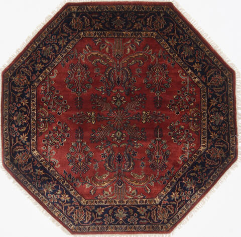 Sarouk Red Octagon Hand Knotted 50 X 50  Area Rug 250-23412 Image 0