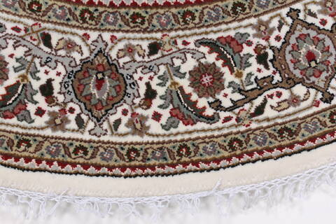 Tabriz Beige Round Hand Knotted 51 X 51  Area Rug 250-23425 Image 3