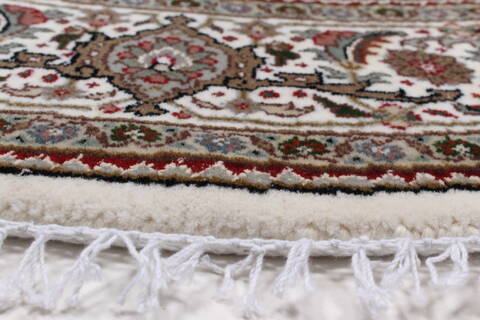 Tabriz Beige Round Hand Knotted 51 X 51  Area Rug 250-23425 Image 5