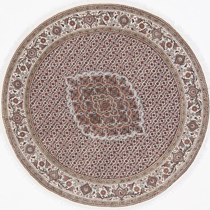 Tabriz Beige Round Hand Knotted 51 X 51  Area Rug 250-23425 Image 0