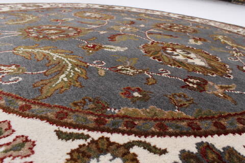 Kashan Grey Round Hand Knotted 50 X 50  Area Rug 250-23433 Image 2