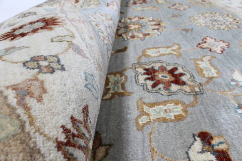 Chobi Grey Round Hand Knotted 411 X 411  Area Rug 250-23436 Image 1