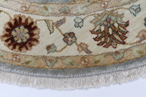 Chobi Grey Round Hand Knotted 411 X 411  Area Rug 250-23436 Image 5