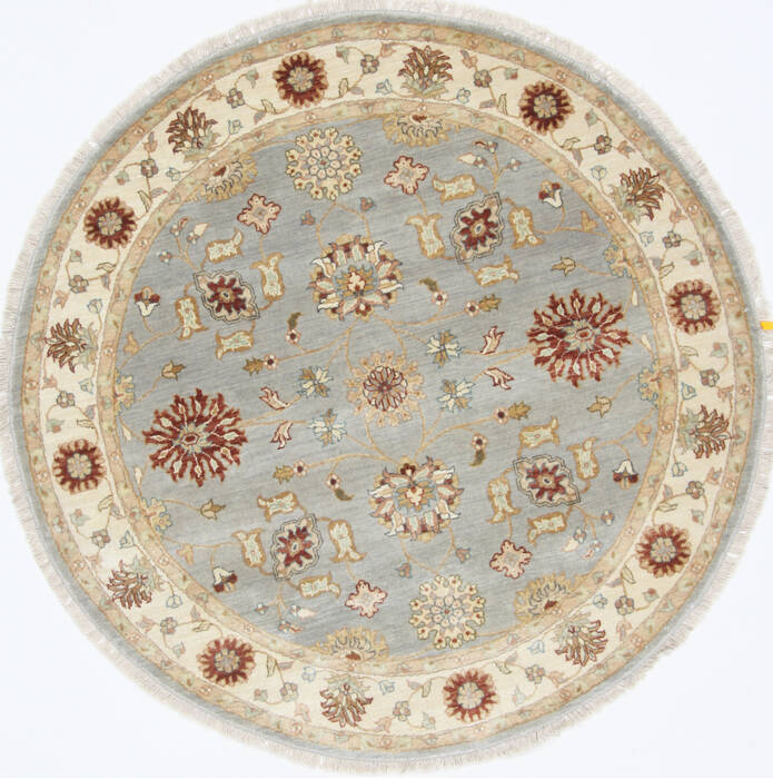 Chobi Grey Round Hand Knotted 411 X 411  Area Rug 250-23436 Image 0