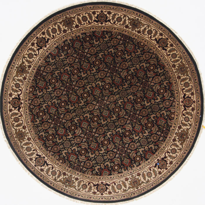 Herati Black Round Hand Knotted 50 X 50  Area Rug 250-23438 Image 0