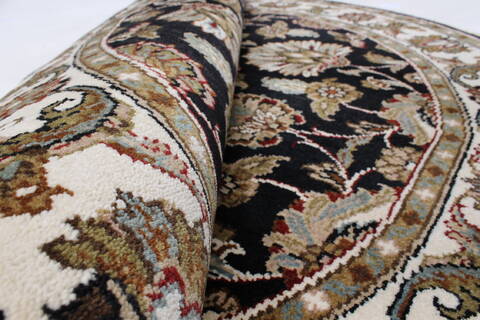 Kashmar Black Round Hand Knotted 411 X 50  Area Rug 250-23445 Image 1