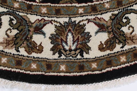 Kashmar Black Round Hand Knotted 411 X 50  Area Rug 250-23445 Image 5