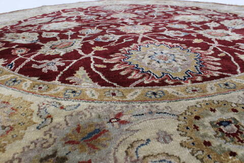 Semnan Red Round Hand Knotted 50 X 50  Area Rug 250-23454 Image 1